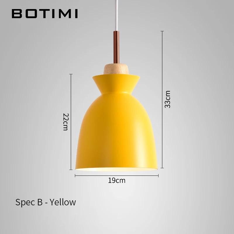 BOTIMI светодиодный подвесной светильник s для столовой Современный ресторанный подвесной светильник с абажурами один E27 барный светильник 3 светильник s подвесные лампы - Цвет корпуса: Single B Yellow