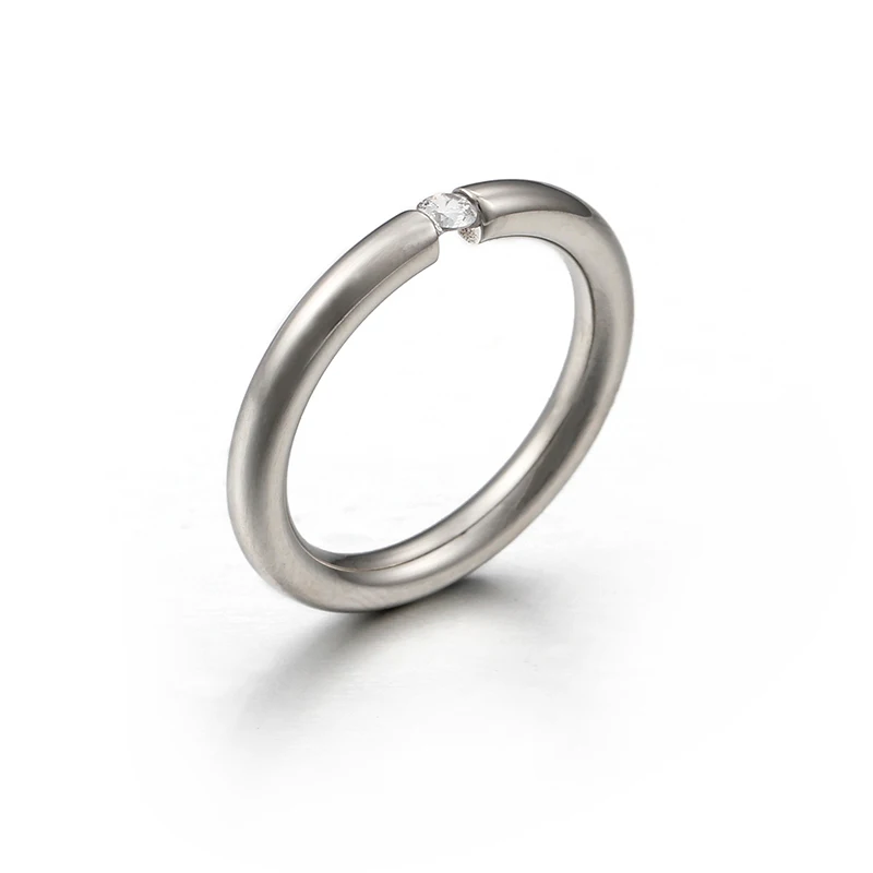 KALEN, простой дизайн, 4 цвета, Bague, нержавеющая сталь и кубический цирконий, кольца на палец для женщин, Anillos Mujer, ювелирные изделия, обручальные кольца - Цвет основного камня: 3mm Silver
