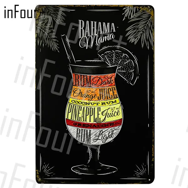 Cocktai виски чай торт металлическая винтажная металлическая вывеска жестяная вывеска металлический плакат домашний бар украшение для паба винтажный постер Blechschild - Цвет: 0274