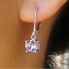 1 карат/шт отличные SONA имитирующие бриллиантовые висячие серьги из настоящего стерлингового серебра женские серьги сказочные 18 К покрытые белым золотом