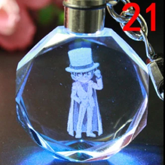 Брелок мультяшный с кристаллами детектива Конана, брелок со стразами, блестящий шар, косплей, светодиодный брелок, автомобильные брелки, брелок для ключей - Цвет: 21