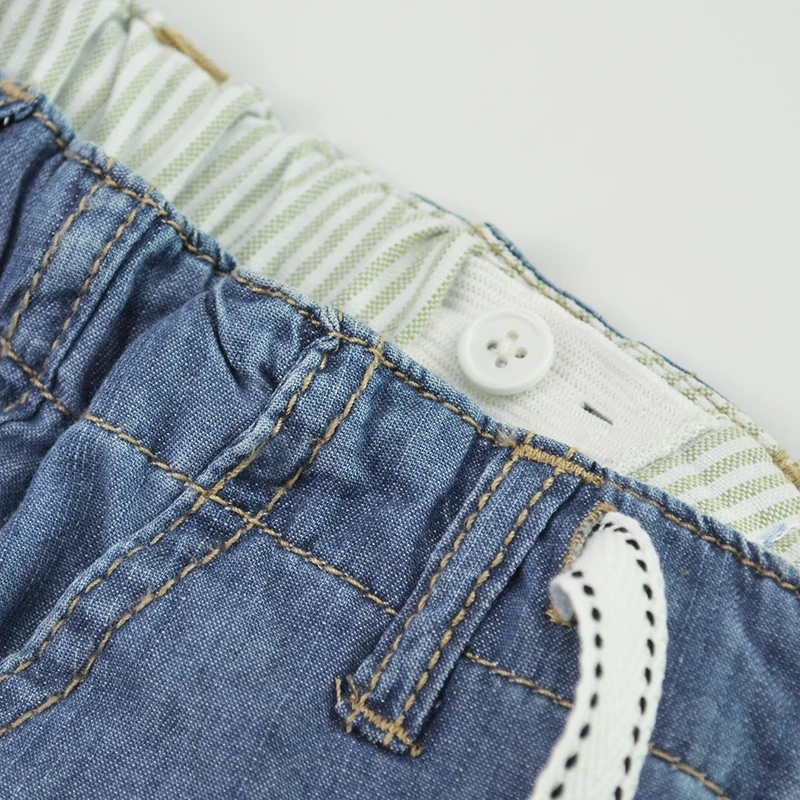 4 Boys Denim Shorts Kids Jeans Short Pants Adjustable Waist Light Color Blue Pantalones Toddler Trousers Summer Children Clothing