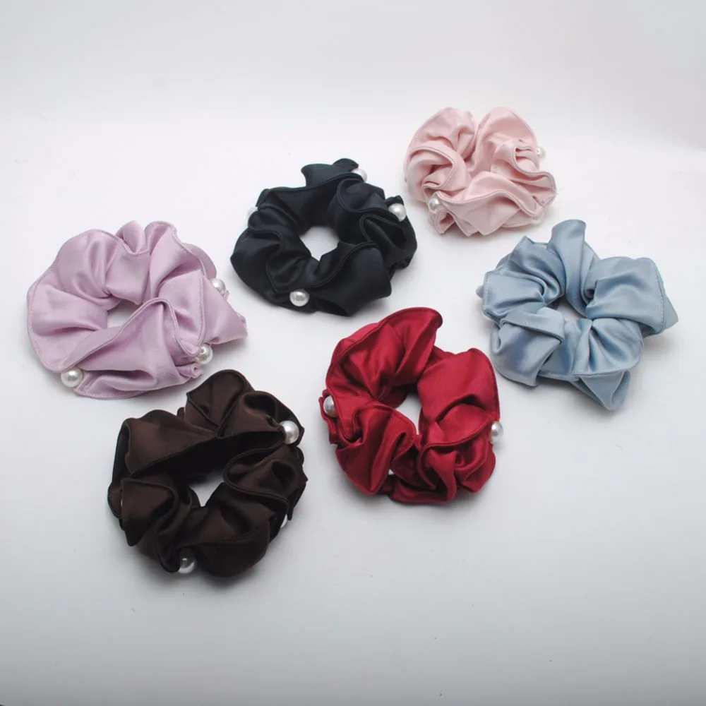 

New Korea Design Women Hair Scrunchies Hand Sewing Imitation Pearl Hair Tie Big Hair Accessories Gum Gift Ladies Hair Bands
