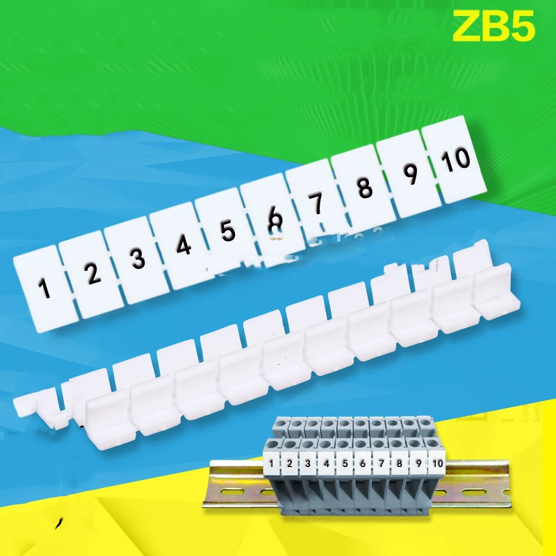 

100pcs ZB5 Number MARKER UK3N ST2.5 Din Rail Terminal Blocks Maker Strips Label Connectors & Terminals Terminal ZB5