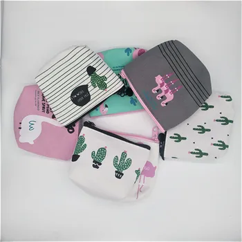 

New cute purse wallet for kids mini children fashion cartoon flamingo cactus canvas coin purse gift bag porte monnaie femmeLQ036