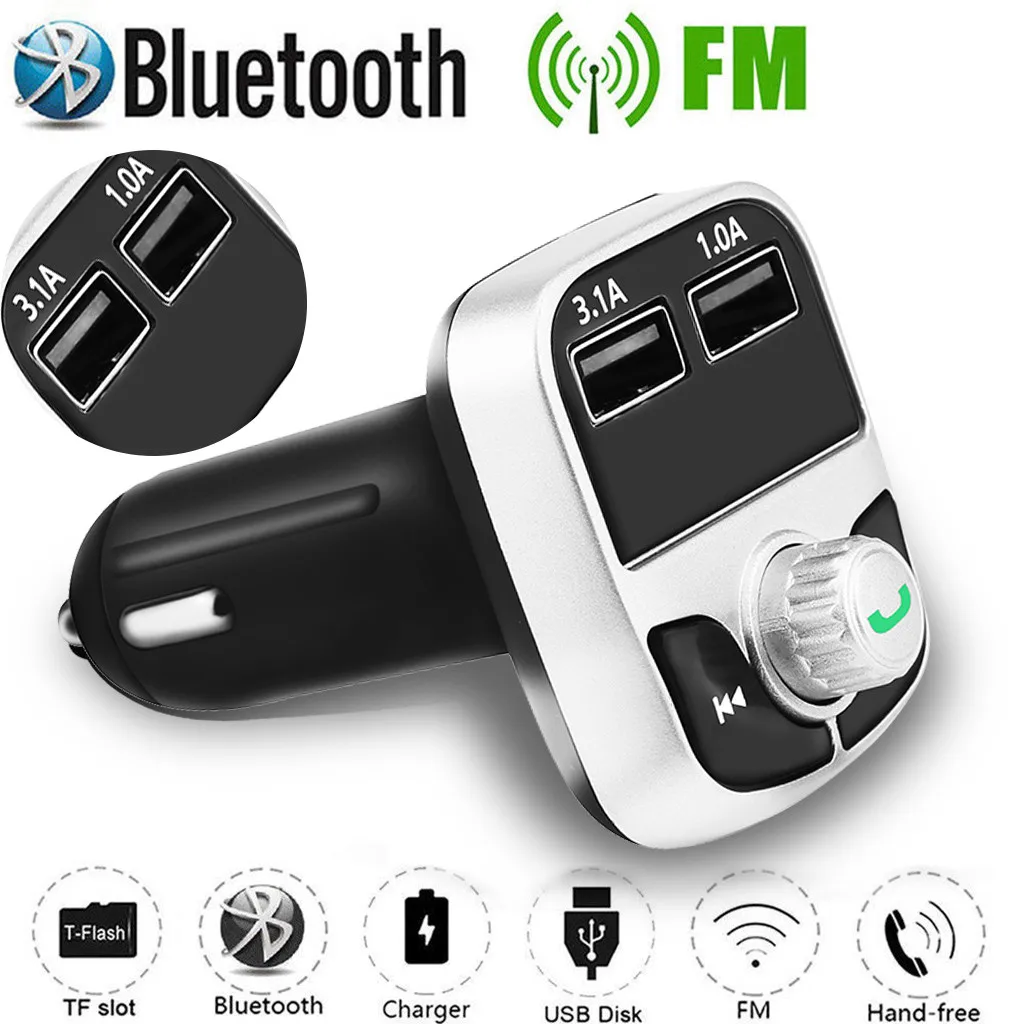 Автомобильный Зарядное устройство Bluetooth MP3FM передатчик Dual USB 5 V/2.4A/3.4A автомобиля Быстрая зарядка громкой связи адаптер 12 V-24 V