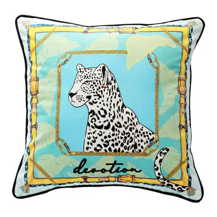 DUNXDECO Cushion Cover Decorative Pillow Case Island Vocation Tropical Leopard Crowned Cranes Modern Luxury Coussin Decorating - Цвет: A