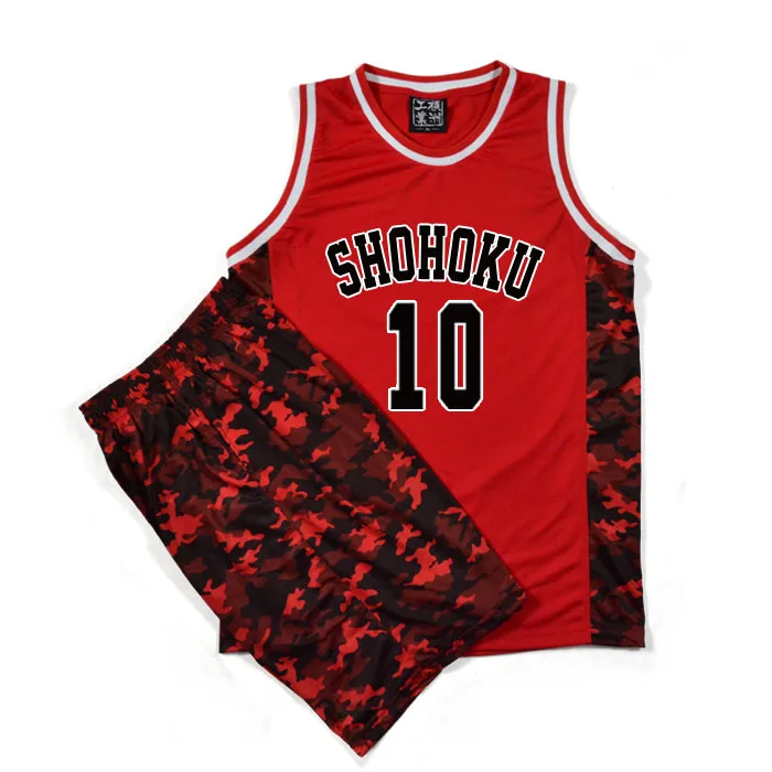

Slam Dunk Shohoku High School No.10 Hanamichi Sakuragi Cosplay Camouflage Basketball Vest Jersey Suit