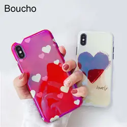 Boucho Blu-Ray чехол для телефона iPhone 6 6 S 7 8 Plus X милые красные сердца Мягкая IMD телефон сзади чехлы Полный протектор принципиально Coque