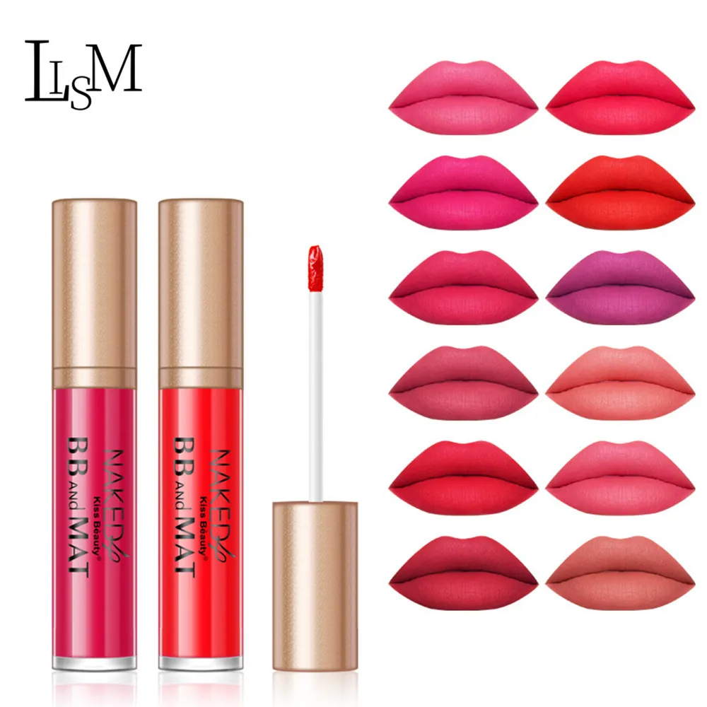 

LISM Hot 12 Colors Matte Velvet Lip Glaze Lipstick Moisturizing Lip Gloss Beauty Makeup Waterproof Long-Lasting Lipstick