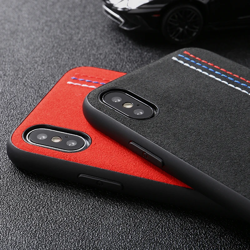 Limited Track Motorsport Embroidery BMW Car Logo Cover Case For iPhone 6 6S 7 8 plus X XR XS MAX Luxury Leather AMG Telefon Case