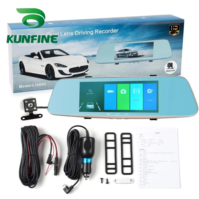 KUNFINE 7FULL HD 1080P Dash Cam Car DVR Mirror Rear View Camera Video Recorder Dual Cameras Recording  (8)