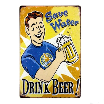 

Save Water Drink Beer FUNNY Metal Signs 20x30cm iron Painting Bar/Pub Wall Art Metal Plates Wall Decor