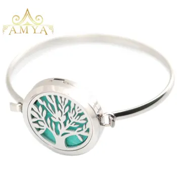 

New design 5pcs tree of life Aromatherapy / 316L s.steel Essential Oils Diffuser Locket bangle 7''-8''wrist and 20pcs felt pads
