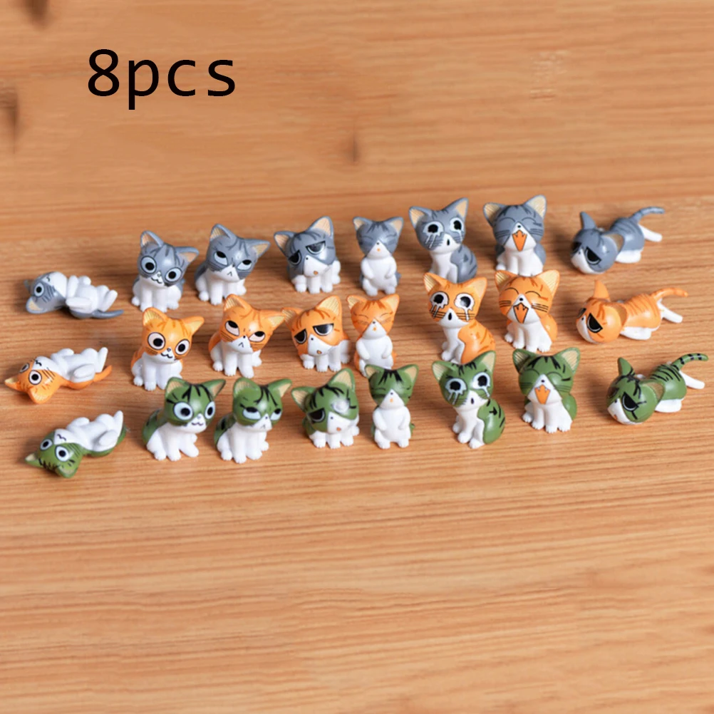 

8Pcs /set Cute Miniature Fairy Figurines Fairy Garden Miniatures Cat Terrarium Cheese Cat Figurines Miniature Garden Decoration