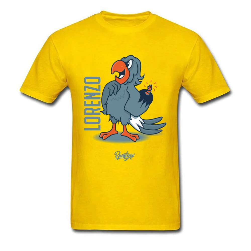 Lorenzo 100% Cotton Tops Shirts for Men Printed Tshirt Casual 2018 Fashion Round Collar Sweatshirts Short Sleeve Lorenzo yellow