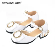 CCTWINS ENFANTS 2017 D’été Mi Talon Fille Mode Enfants Boucles perle Bébé Marque Mary Jane Sangle Sandale Enfant Princesse Plat B674