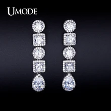 UMODE Newest Arrival Blue / Red / White CZ Simulated Diamond Dangle Earrings For Women Pendientes Bijoux Christmas Gifts AUE0251
