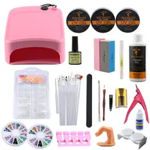 Набор УФ-гелей, маникюрный набор, 36 Вт, УФ-лампа, 3 цвета, для ногтей, УФ-гель, пилочки для ногтей, накладные насадки, набор для наращивания ногтей, гель для дизайна ногтей, набор инструментов