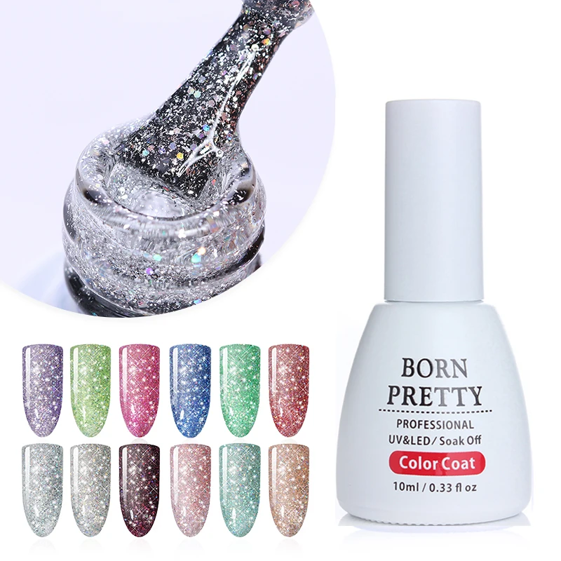 

BORN PRETTY Platinum Starry Gel Nail Polish Bling Glitter Sequins UV Gel Soak Off Long Lasting Nail Gel Nail Art Tips Manicure