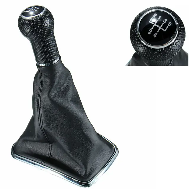 5 Speed Leather Gear Shift Knob Shifter Manual Car Lever For VW Mk4 Golf GTI R32 1999 2005 Jetta