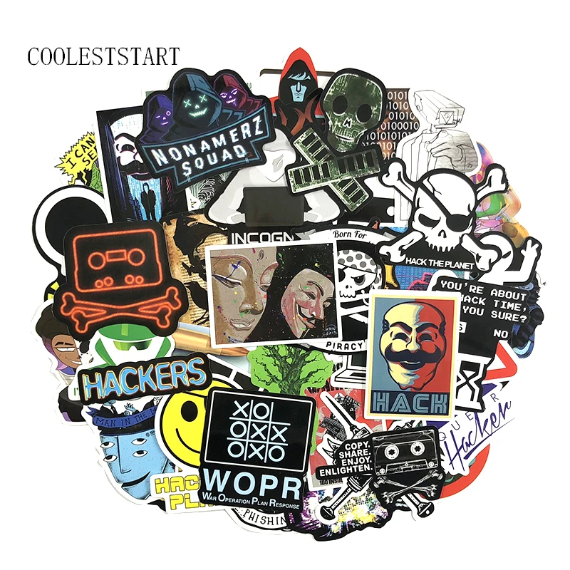 50 قطعة/المجموعة قراصنة الكتابة على الجدران ملصقات المهوس جافا البرمجة ملصقات للأمتعة المحمول دراجة نارية دراجة التزلج صائق لعبة