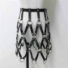 Готические кожаные мини юбки панк металлические заклепки открытая юбка женская рейверская Праздничная юбка с регулируемой талией сексуальная часть Клубная одежда