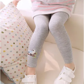 

Baby Kids Girls Cotton Pants Embroidery Bird Warm Stretchy Leggings Trousers Autumn Spring Winter Pants