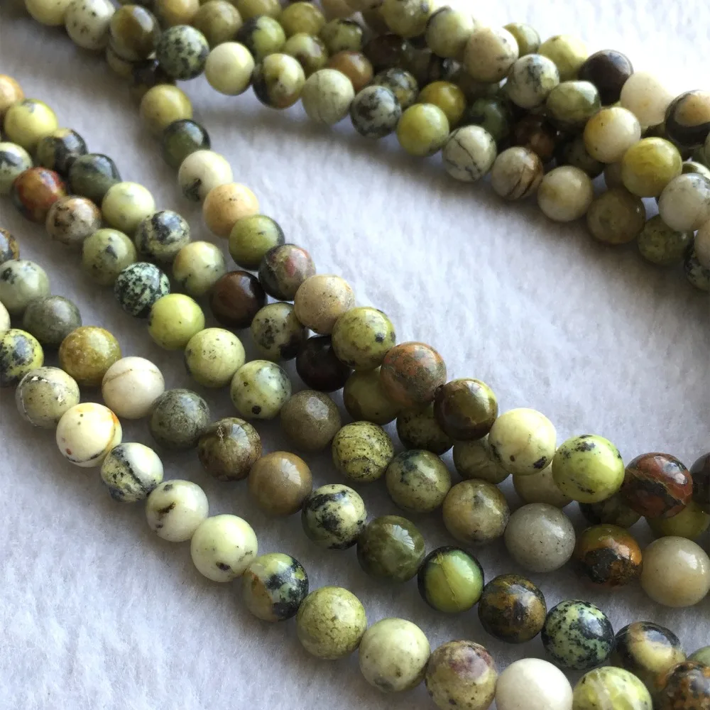 Natural Yellow Turquoise Round Loose Beads 8mm Stone Beads 15" -in