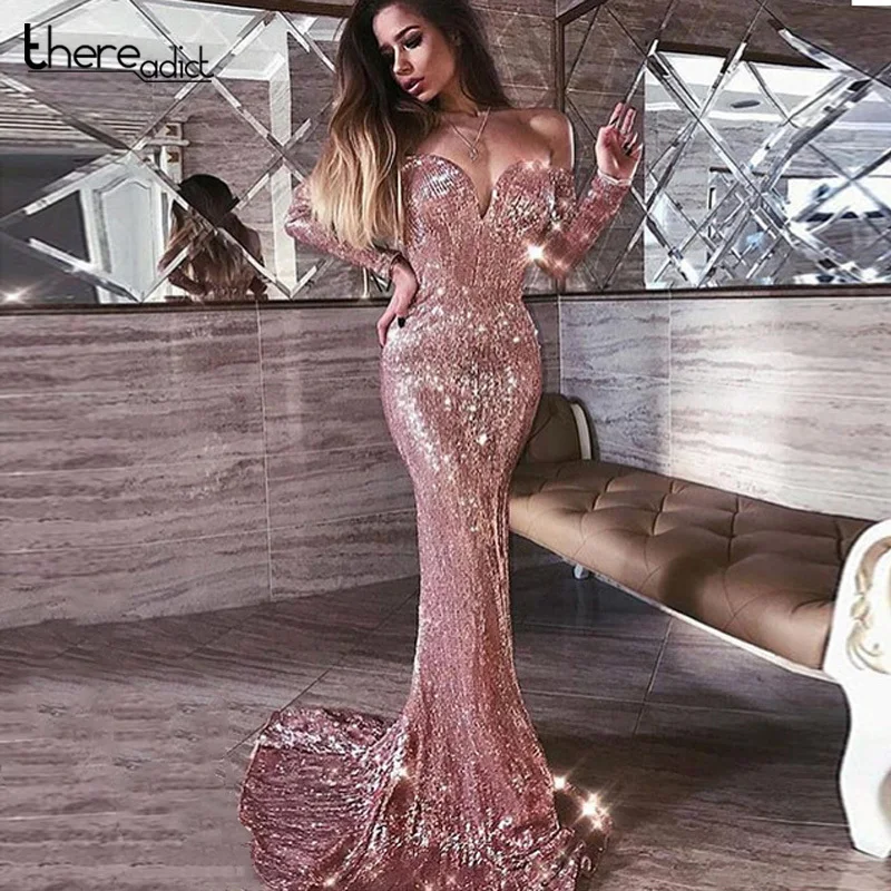 

Sequin Fringed Party Dress Women Sexy Dating Fishtail Dress Off Shoulder Heart-shaped Collar Mermaid Dress Evening Vestidos