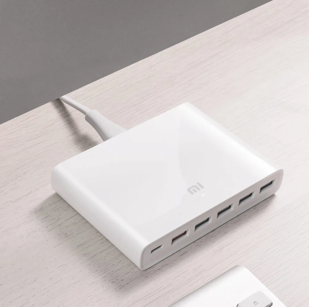 Authentic Xiaomi USB-C 60W Charger Output Type-C 6 USB Ports QC 3.0 Quick Charge 18W x2+24W(5V=2.4A MAX) For Smart Phone Tablet