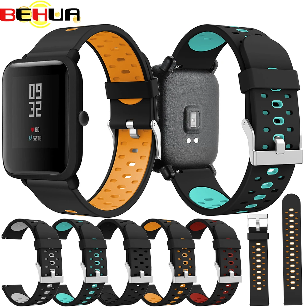 

20mm Silicone Band Strap For Xiaomi Huami Amazfit Bip Youth Edition Smart Watch Replacement Band Sport Breathable Bracelet Belt