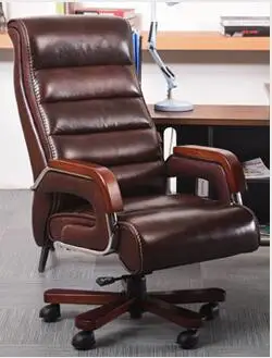 High-grade leather computer chair family expenses can lie down massage boss swivel chair office chair seat. simple office chair staff chair boss chair genuine leather computer chair family chair can lie on cowhide front chair