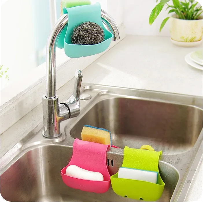 Держатель губок на раковине гаджеты для держатель для губок на кухню сушилка для посуды кран органайзер для хранения регулируемый ремешок корзина для слива мыла