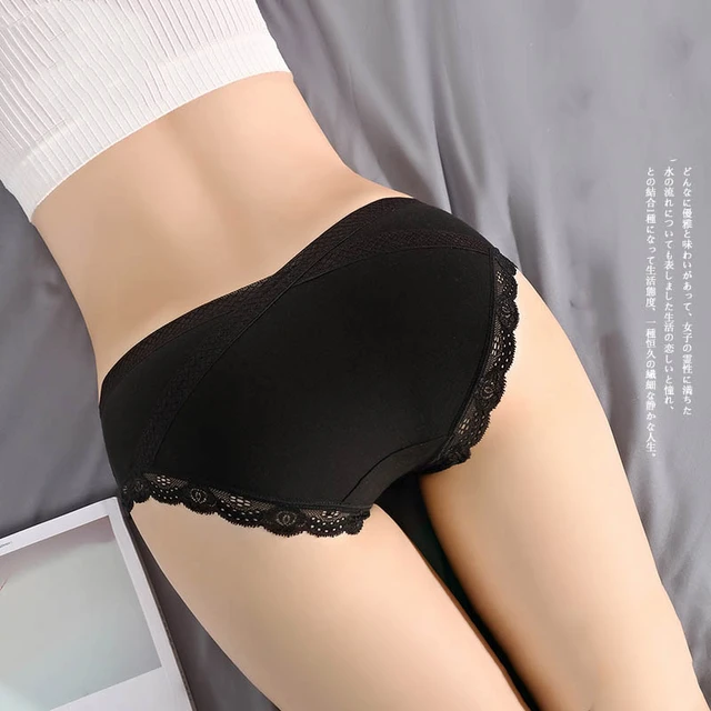 Women's Sexy Lace Panties Low-Rise Bowknot Cotton Crotchless