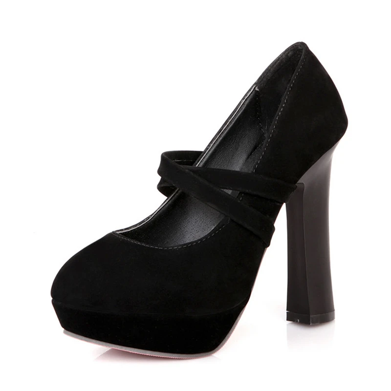 SARAIRIS/ г., весенние туфли-лодочки на платформе, большие размеры 43 Женская обувь вечерние туфли на высоком каблуке женские туфли-лодочки принцессы Мэри Джейн - Color: Black