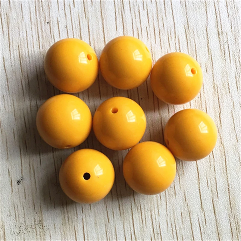 20MM 100pcs/lot new bright Mustard yellow color Round Beads, Acrylic