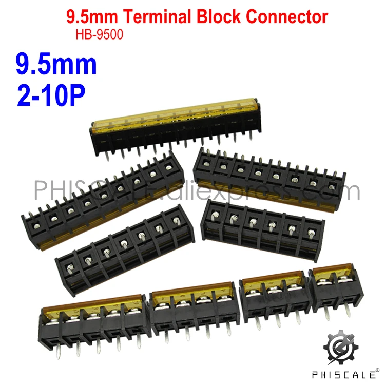 PHISCALE HB9500 2 10P 9 5 мм Клеммная колодка с покрытием 300 В 30A 2/3/4/5/6/7/8/9/10Pin|Соединители| |