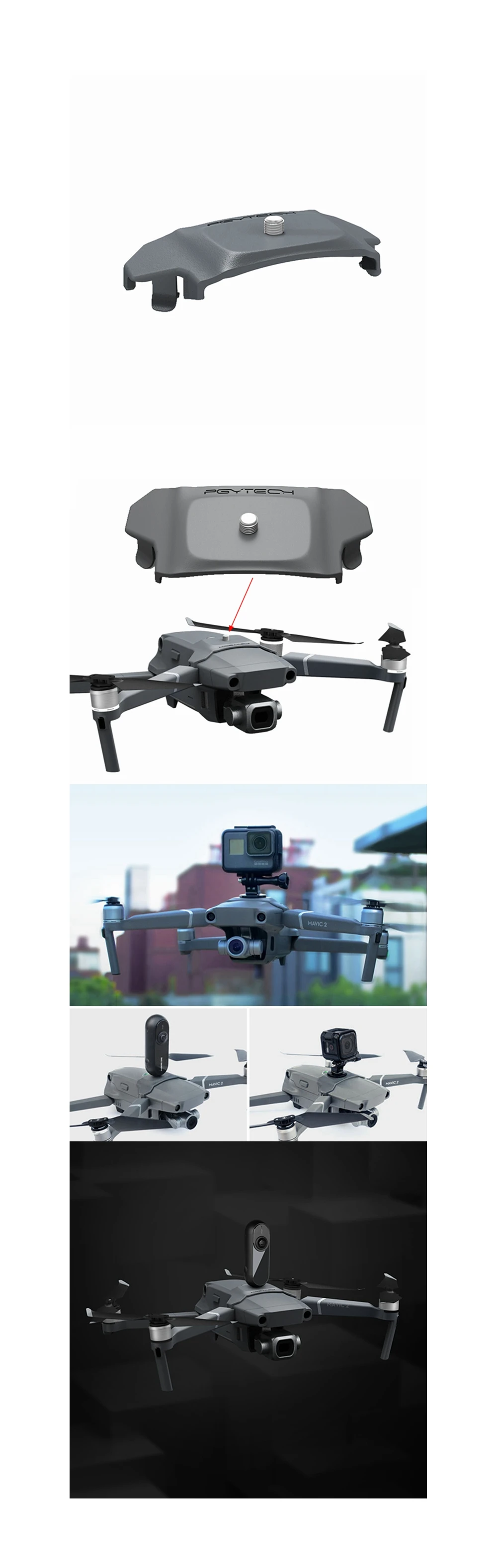 Адаптер Соединительный держатель Монтажный разъем для DJI Mavic 2 Pro Zoom для GoPro Hero 6 5 4 3 3+ Session для insta 360 ONE VR камеры