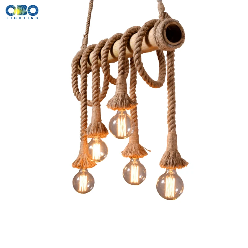 

Vintage Hemp Rope Pendant Light AC90-260V E27 Loft Creative Personality Industrial Pendant Lamp for Restaurant Coffee Bar