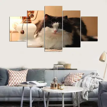 

Promotion 5 Pieces Canvas Painting Cat Canvas Wall Art Print Painting Cartoon Picture For Kid Room Home Decor Children Room