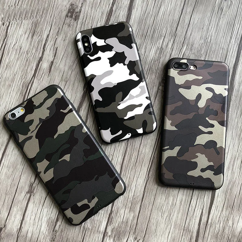 Модный камуфляжный чехол из искусственной кожи темно-синего цвета для IPhone X XR XS Max