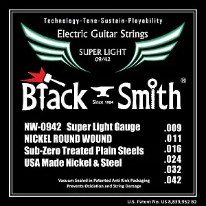 Струны для электрогитары Черного Смита из никеля с круглой раной, Сделано в Корее - Цвет: NW0942