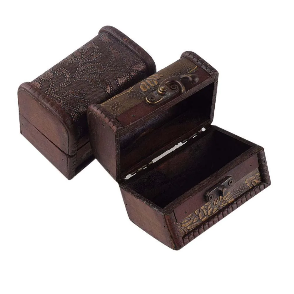 

Good Price Fashion For Reminiscence Style Wood Box storage box Vintage Flower+Metal Lock Jewelry Treasure Makeup Organizer