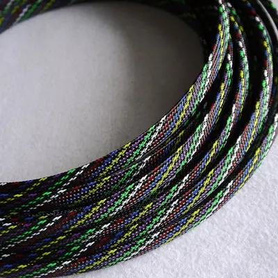 

Seven-Color Mixed PET Braided Wire Sleeve 4 6 8 10 16mm Tight High Density Insulated Cable Protection Expandable Sheath Colorful