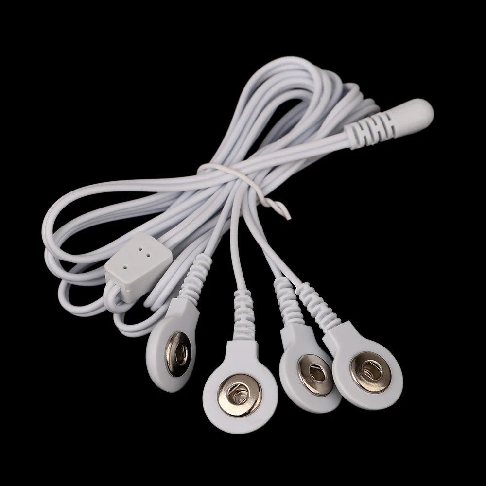 

With 4 Buttons Electrode Lead Wires Connecting Cables For Digital TENS Therapy Massage Machine Massager 3.5mm Plug