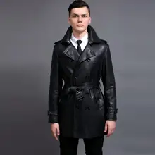 Весна осень дизайнерский Мужской плащ из искусственной кожи мужское длинное пальто мужская одежда приталенное пальто с длинным рукавом Мода