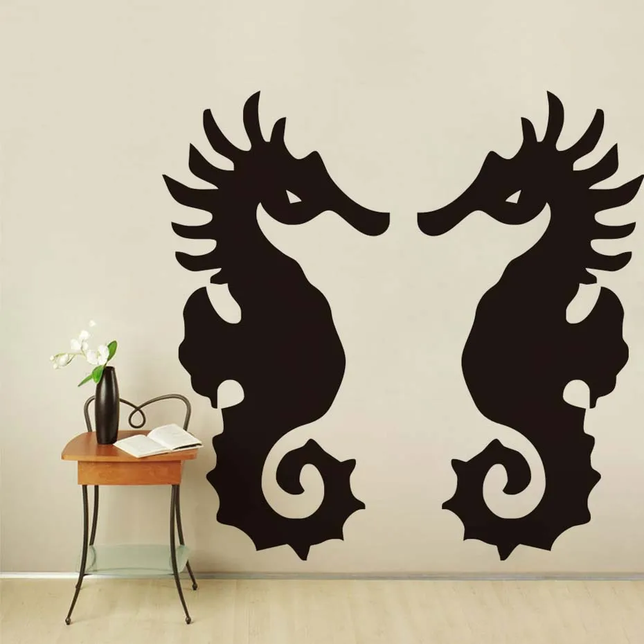 2pcs Seahorse Wall Sticker For Living Room Vinyl Waterproof Bathroom