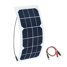 Flexible 5V 6V 10W portable solar panel Charger Car Automobile Motorcycle Boat panels solar cell DC Alligator clips Connector
