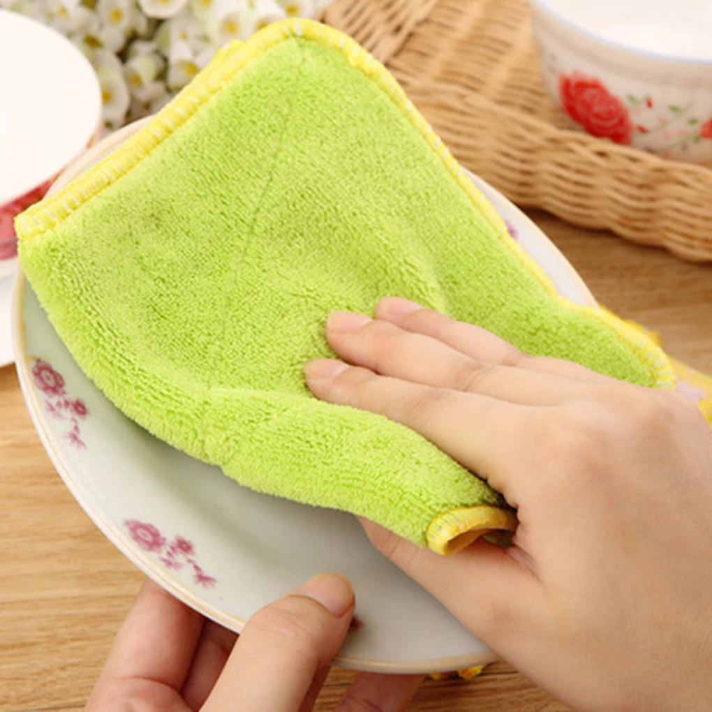 

Double-Sided Microfiber Dish towels Thickening Cloth Dish Nonstick Oil Absorbent Kitchen Towels